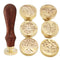 Poppy Crafts Wax Seal Stamp Set Brass Head 6pcs, Wooden Handle #4