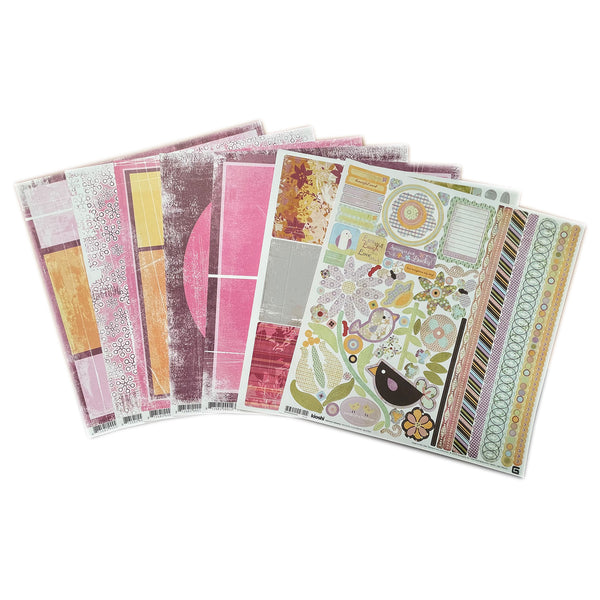Basicgrey 12"x12" Cardstock Collection Pack 10 Pack + 2 Bonus Activity Sheets - Pink