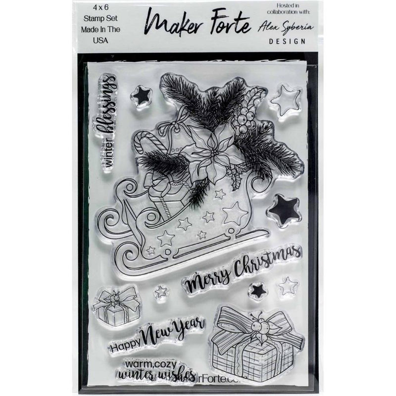 Maker Forte Clear Stamps By Alex Syberia Design 4"X6" - Sleigh Bouquet*