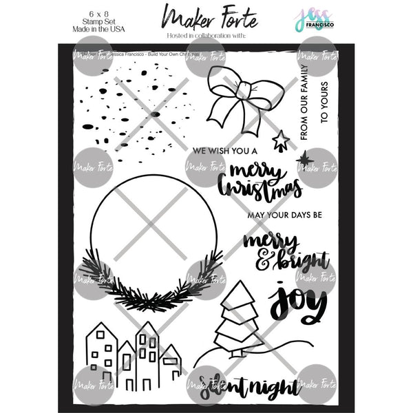 Maker Forte Clear Stamps By Jess Francisco 6"X8" - Build Your Own Christmas*