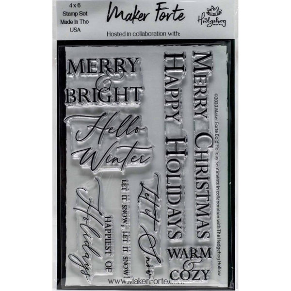 Maker Forte Clear Stamps By Hedgehog Hollow 4"X6" - Bold Holiday Sentiment*
