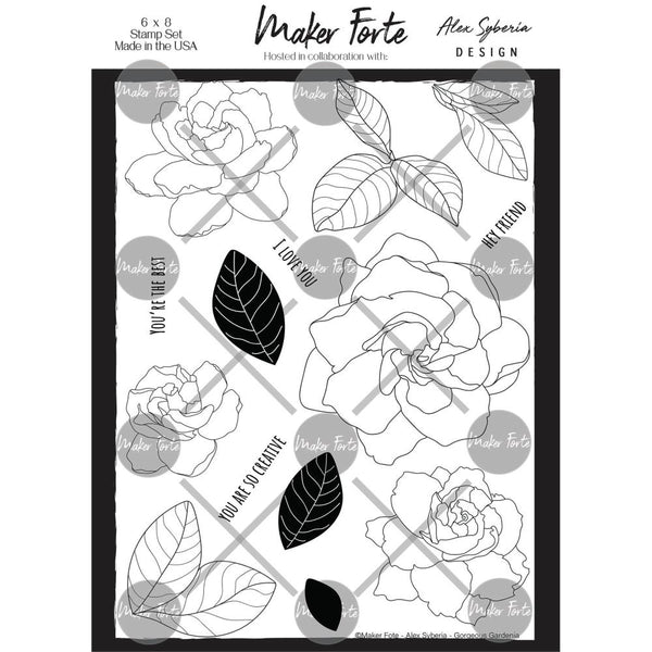 Maker Forte Clear Stamps By Alex Syberia Design 6"X8" - Gorgeous Gardenias*