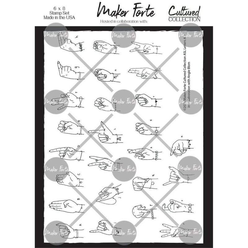 Maker Forte Cultured Collection Clear Stamps 6"X8" - ASL Alphabet*