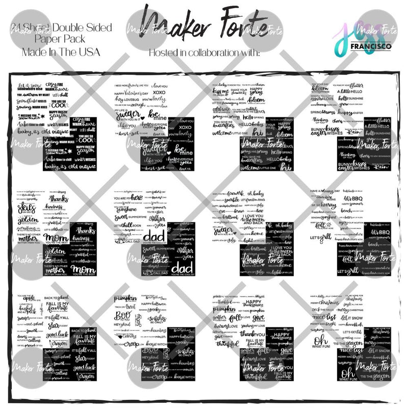 Maker Forte Double-Sided Cardstock 6in x 6in  24 pack - All Seasons Sentiments By Jess Francisco*