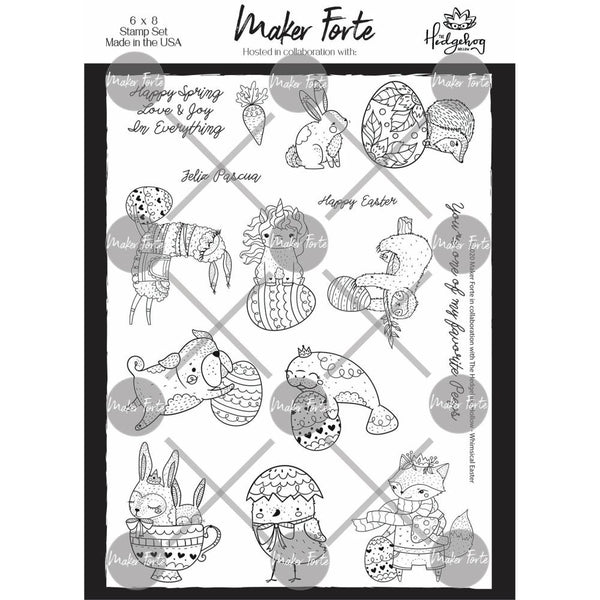 Maker Forte Clear Stamps By Hedgehog Hollow 6"X8" - Whimsical Easter Animals