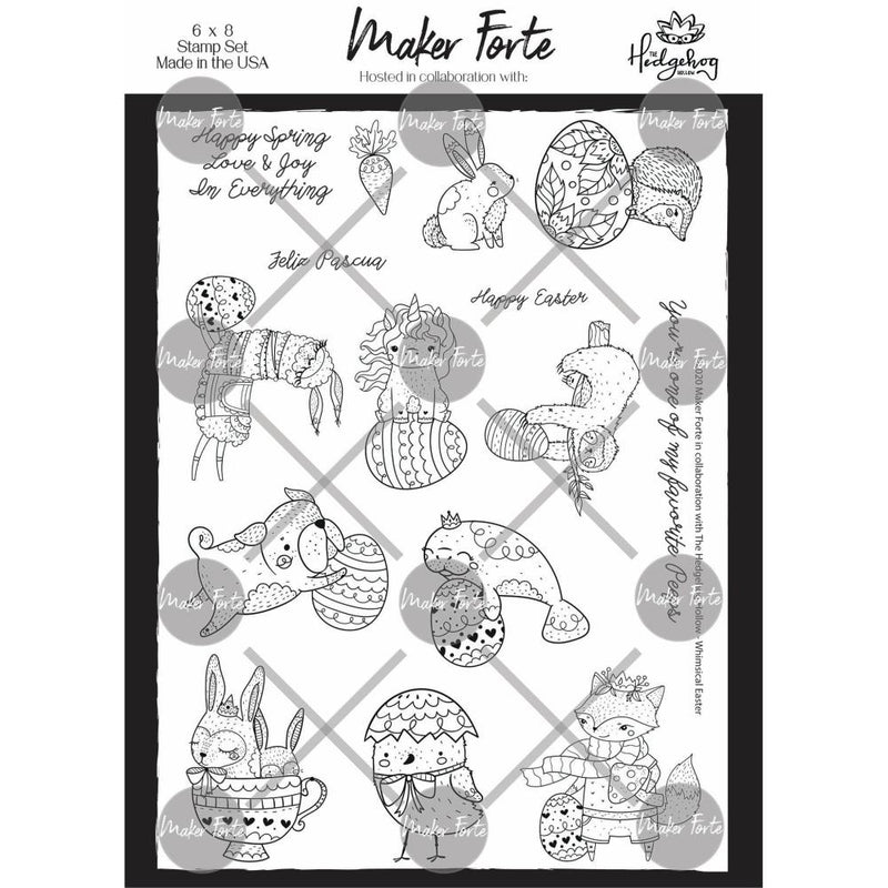 Maker Forte Clear Stamps By Hedgehog Hollow 6"X8" - Whimsical Easter Animals*