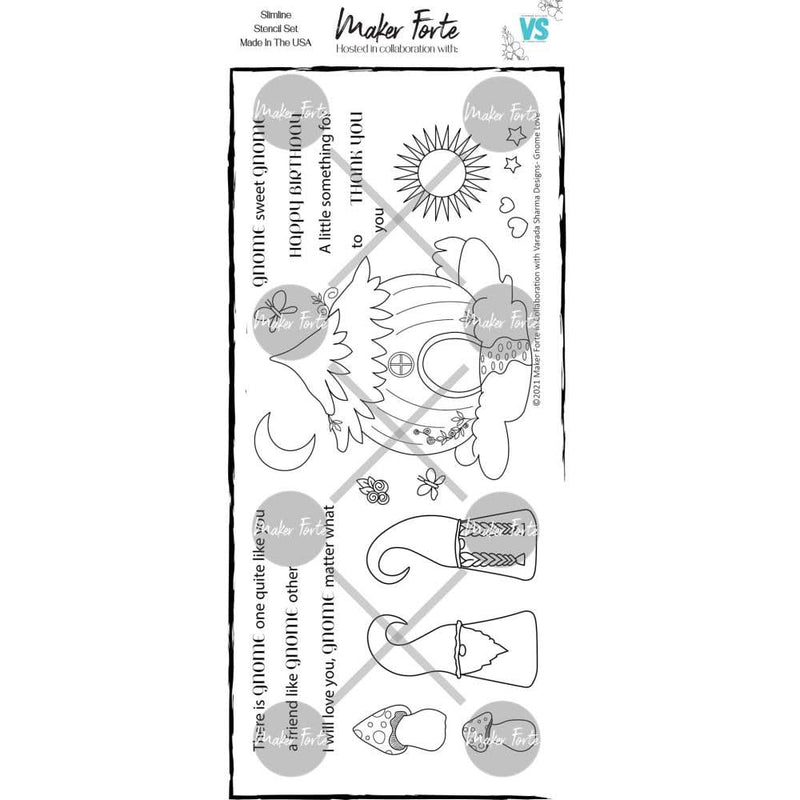 Maker Forte Clear Stamps By Varada Sharma Designs 4"X8" - Gnome Love Slimline*