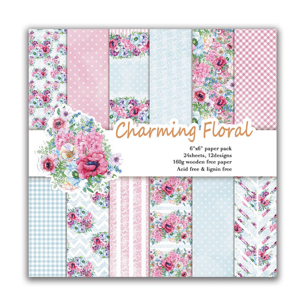 Poppy Crafts 6"x6" Paper Pack #202 - Charming Floral