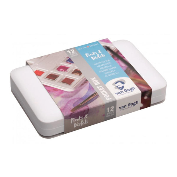 Talens - Van Gogh Watercolour half pan - Watercolour Pocket box 12 Half Pan Pinks & Violets Set