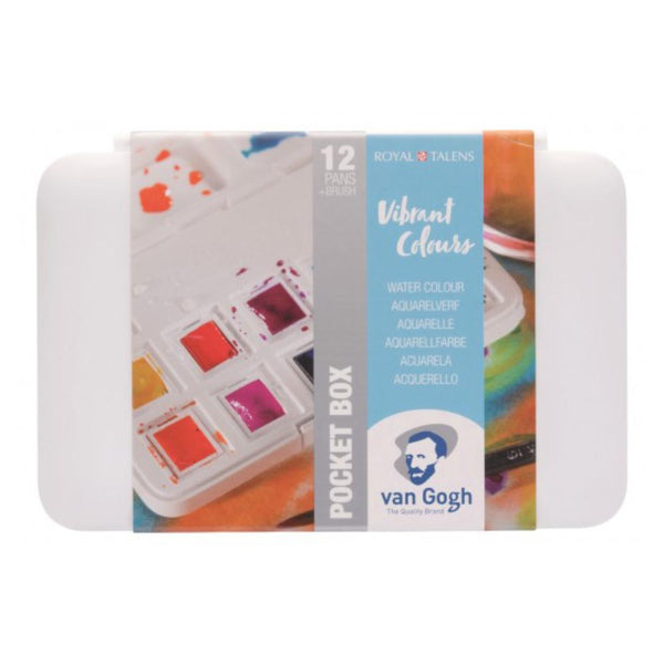 Talens - Van Gogh Watercolour half pan - Watercolour Pocket box 12 Half Pan Vibrant Colours Set