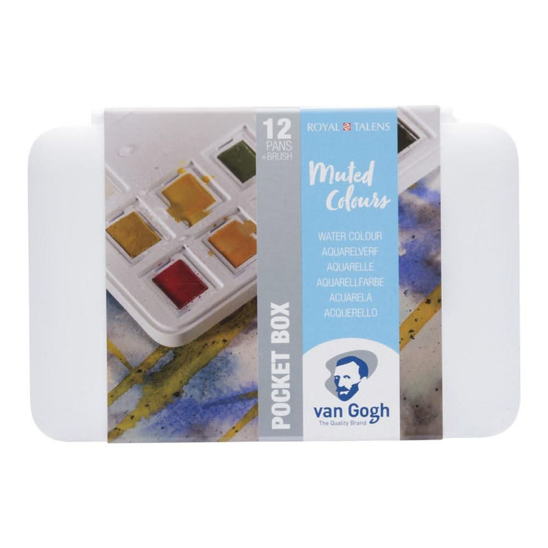 Talens - Van Gogh Watercolour half pan - Watercolour Pocket box 12 Half Pan Muted Colour Set