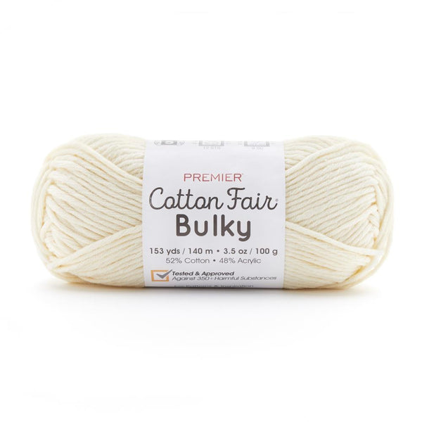 Premier Yarns Cotton Fair Bulky Yarn - Solid - Cream 100g