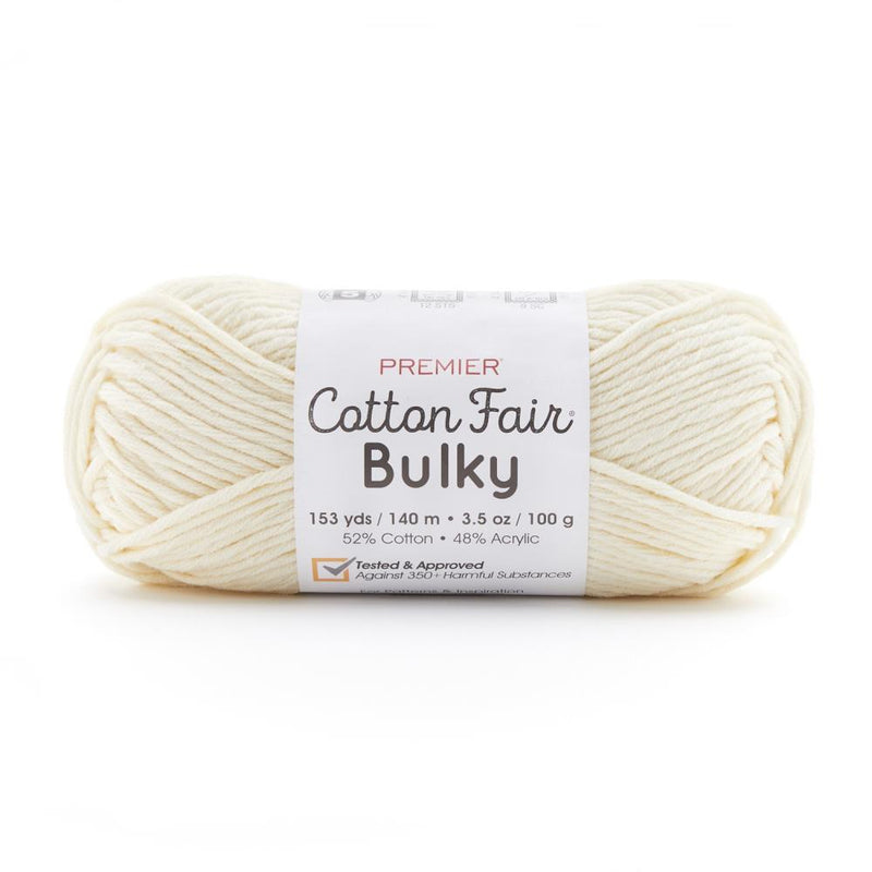 Premier Yarns Cotton Fair Bulky Yarn - Solid - Cream 100g