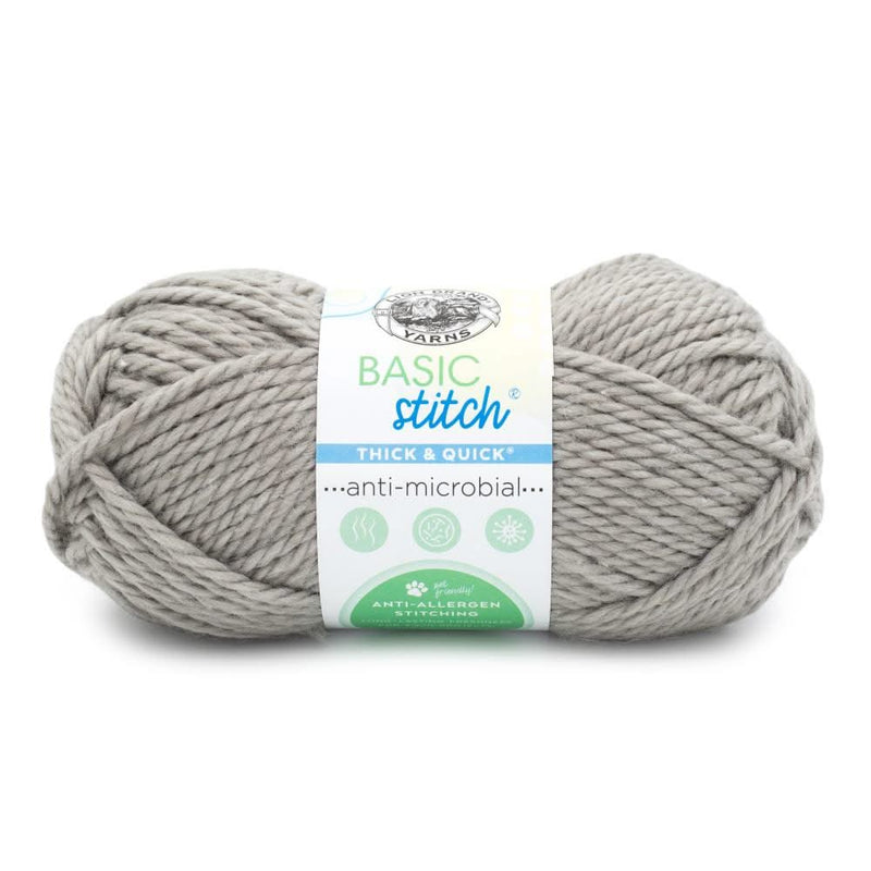 Lion Brand Basic Stitch Antimicrobial Thick & Quick Yarn - Cement