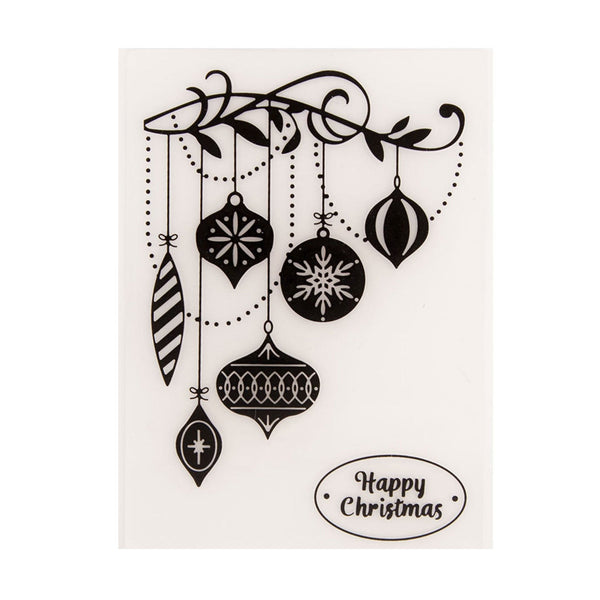 Poppy Crafts Embossing Folder #246 - Merry Christmas Baubles
