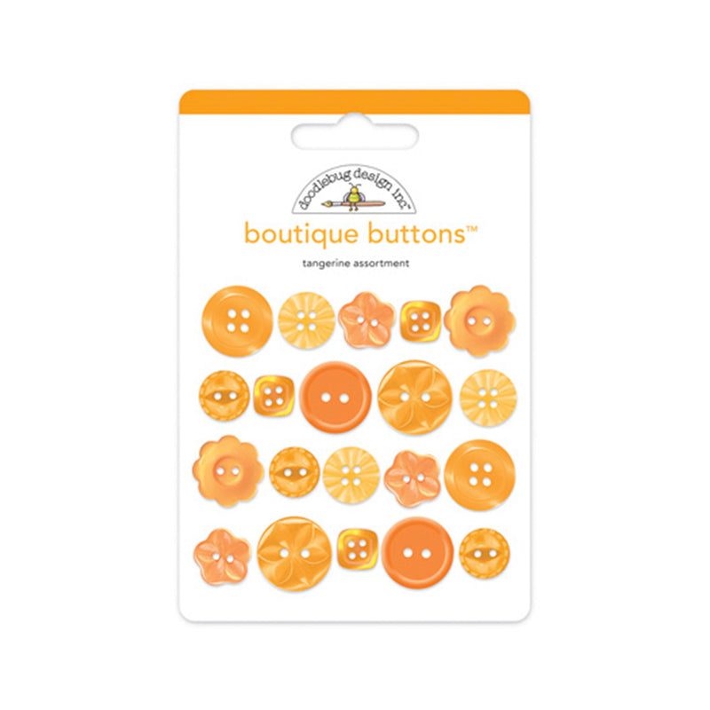 Doodlebug Boutique Buttons 20/Pkg - Tangerine*