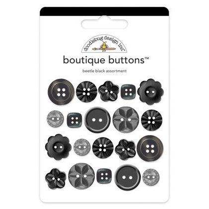 Doodlebug - Boutique Buttons 20 pack - Beetle Black