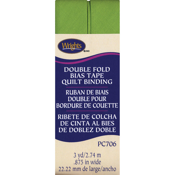 Wrights Double Fold Quilt Binding .875"X3yd - Leaf Green*
