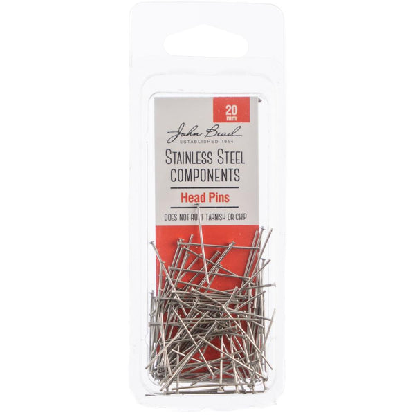 John Bead Stainless Steel Head Pins 100 Pack - 20mm