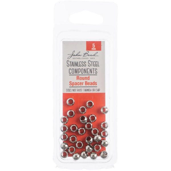 John Bead Stainless Steel Round Spacer Bead 30 pack - 5mm*