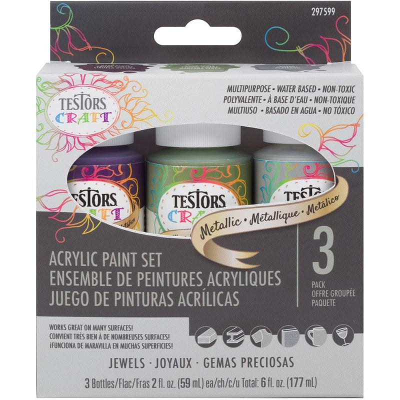 Testors Craft Acrylic Paint Set 3 pack - Metallic Jewels*