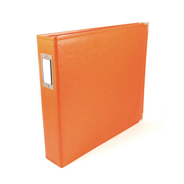 Universal Crafts Classic Leather 12"x12" Three Ring Album - Orange Soda
