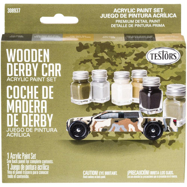 Testors Wooden Derby Car Acrylic Paint Set 6 pack  - Camouflage*