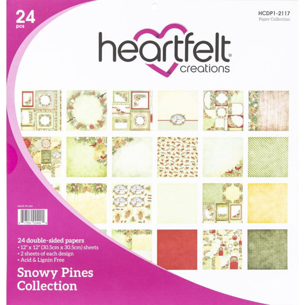 Heartfelt Creations Double-Sided Paper Pad 12in x 12in 24 Pack - Snowy Pine