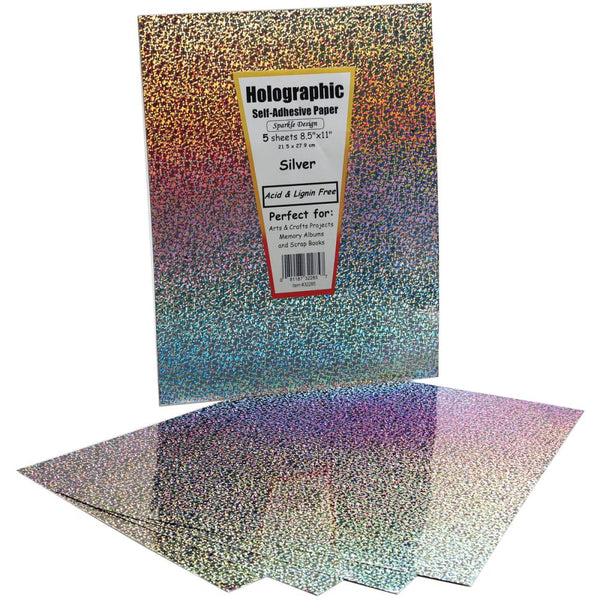 Hygloss - Self-Adhesive Specialty Paper 8.5"X11" 5 pack - Silver Holographic*