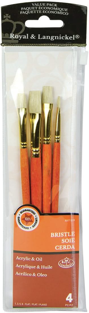 Royal Brush Bristle Value Pack Brush Set Flat 4 pack*