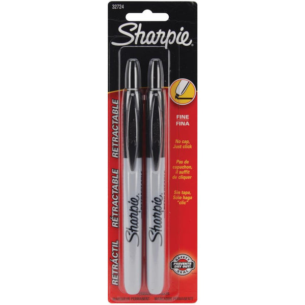 Sharpie Fine Point Retractable Permanent Markers 2 pack -  Black