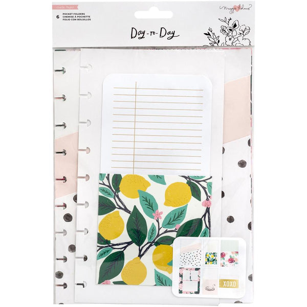 Crate Paper Maggie Holmes Day-To-Day Pocket Folders 7.25in x 11in 6 Pack - W/Gold Foil Accents