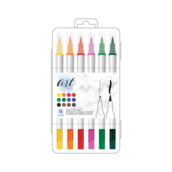 American Crafts Art Supply Basics Dual Tip Pens 12 Pack
