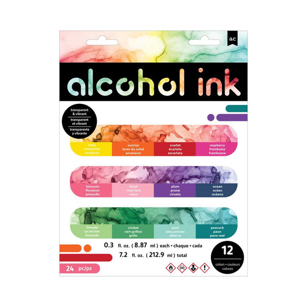 American Crafts Alcohol Ink 0.3oz 24 pack - Two each of 12 Assorted Colours*