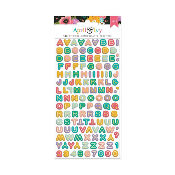 American Crafts April & Ivy Puffy Stickers w/Gold Foil 133/Pkg - Alpha*