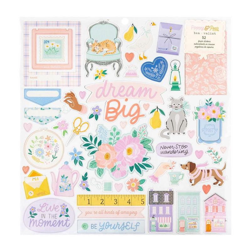 American Crafts Foam Stickers 12"x 12" 52/Pkg - Poppy And Pear*