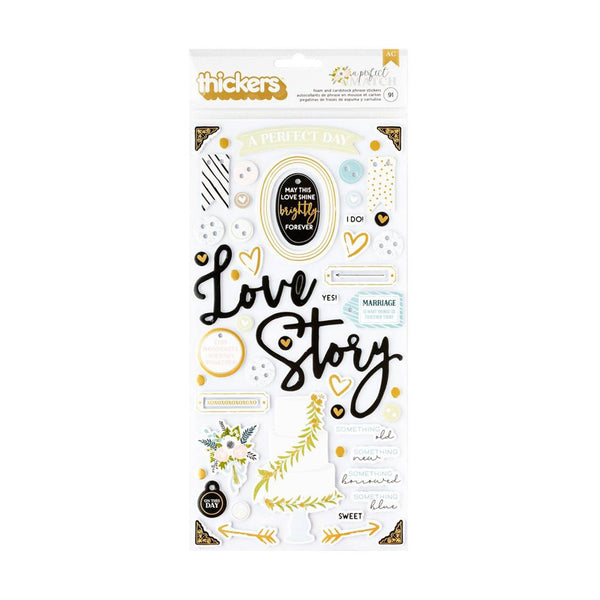 American Crafts A Perfect Match Thickers Stickers w/Gold Foil 91/Pkg