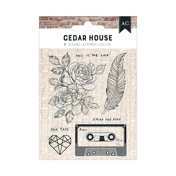 American Crafts Cedar House Clear Stamps 7/Pkg