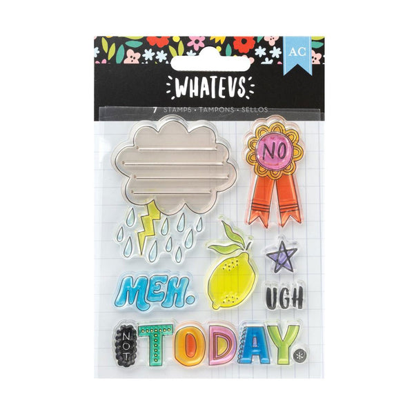 American Crafts Whatevs Clear Stamps 7/Pkg