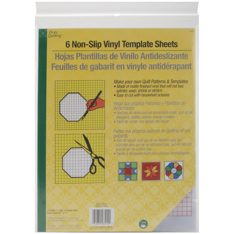 Dritz Quilting - Non-Slip Vinyl Template Sheets 6 pack  8.5in x 11in
