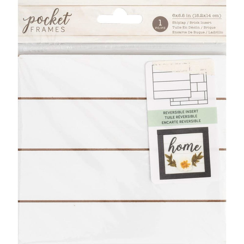 American Crafts Pocket Frames Reversible Insert 6 inch X5.5 inch Shiplap/Brick