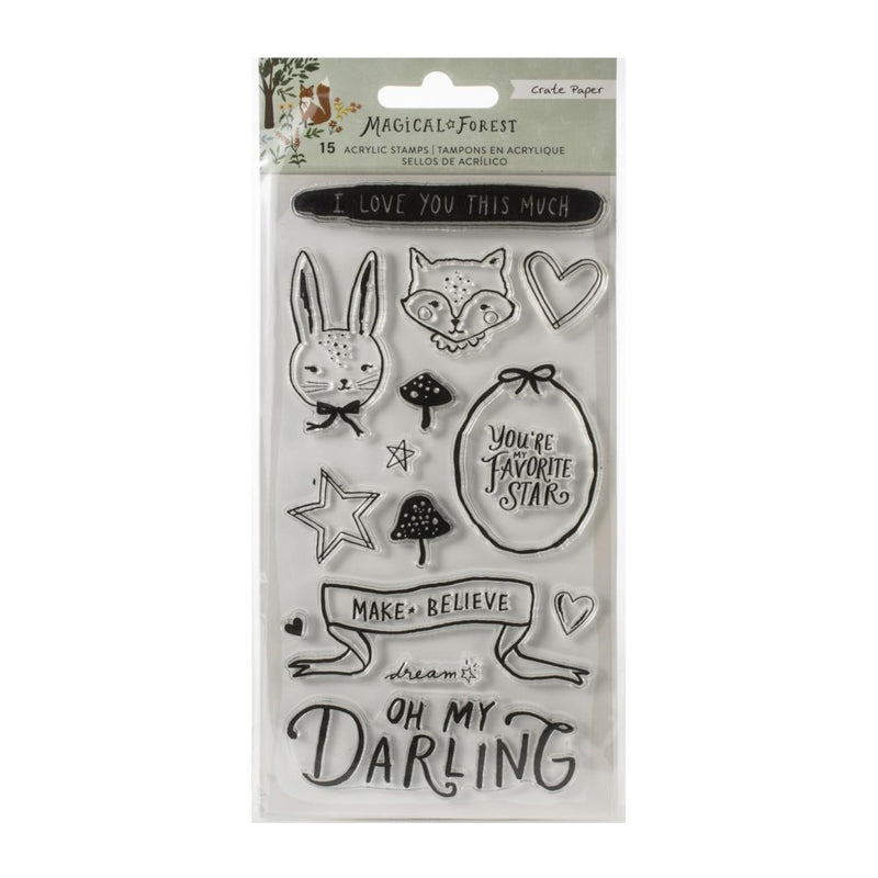 Crate Paper Magical Forest Acrylic Clear Stamps 15 pack*