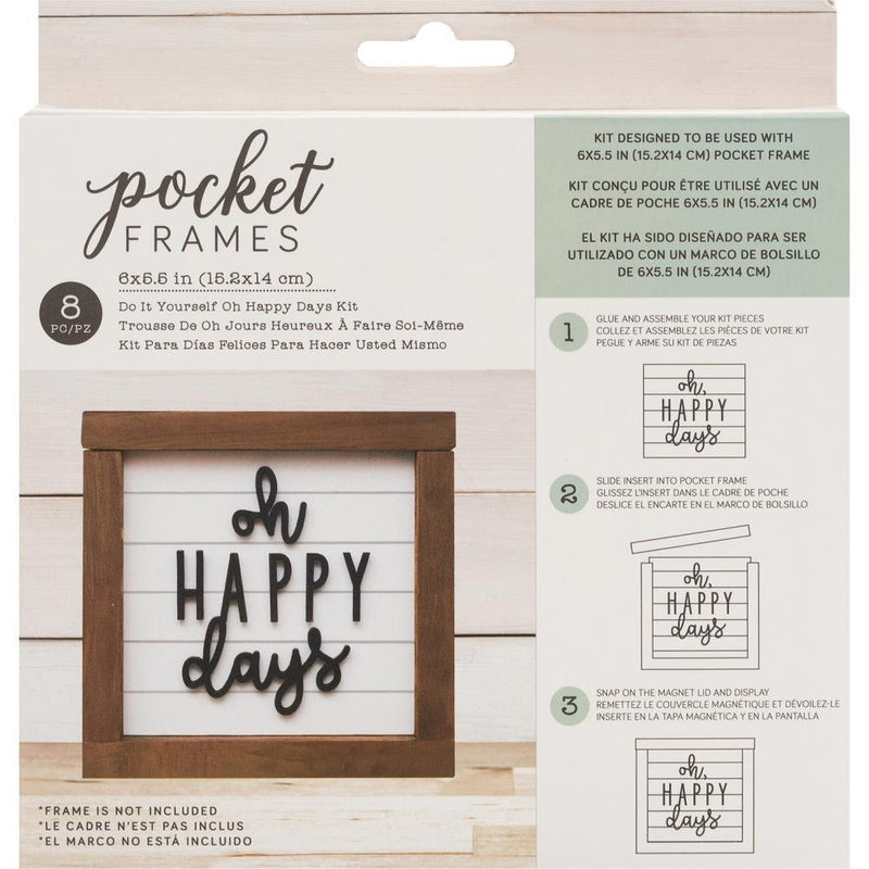 American Crafts Pocket Frames Insert Kit 6 inch X5.5 inch 8 pack Oh Happy Days with Insert