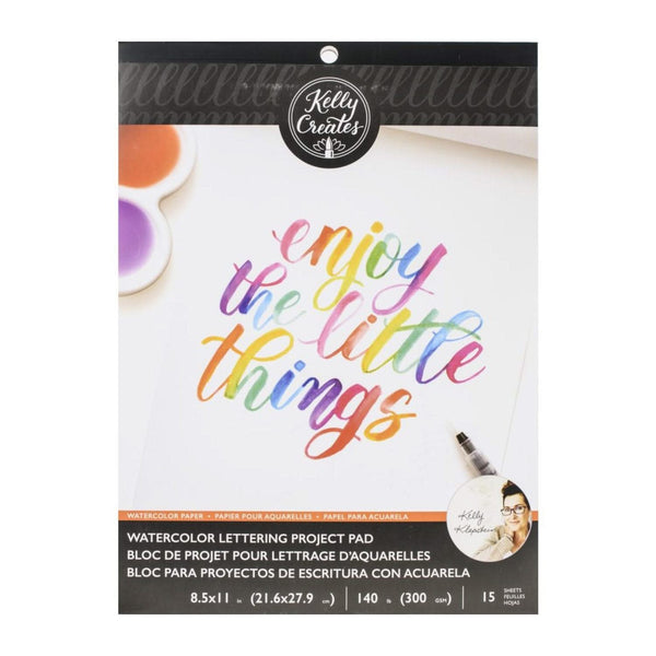 Kelly Creates Watercolour Brush Lettering Paper Pad 8.5x11 - 15 Sheets Blank Watercolour Paper*