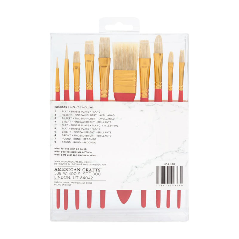 Art Supply Basics Oil Hog Hair Brush Set 10/Pkg