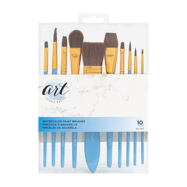 ^Art Supply Basics Watercolor Natural Brush Set 10/Pkg^
