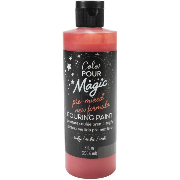 American Crafts Color Pour Magic Pre-Mixed Paint 8oz - Ruby*
