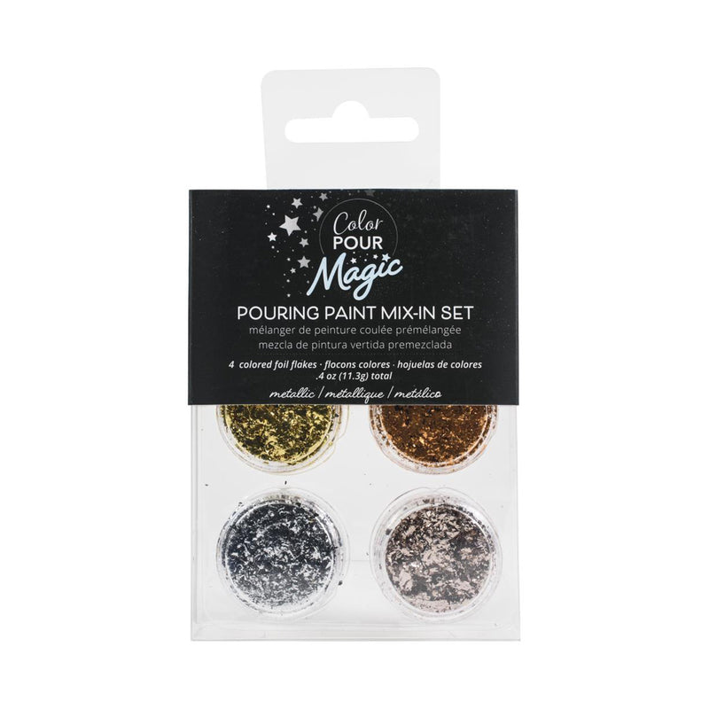 American Crafts Color Pour Magic Foil Flakes 1oz 4 Pack - Metallic*