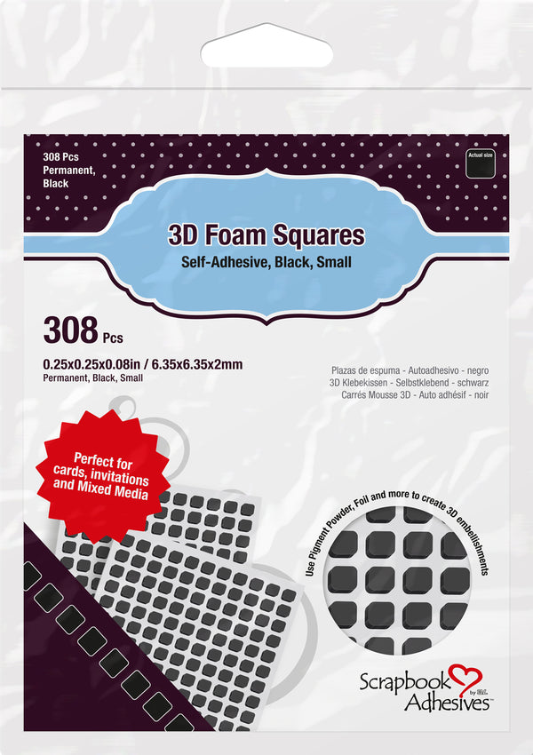 Scrapbook Adhesives 3D Foam Squares - Black Small 1/4 X 1/4 In. (308Pc)