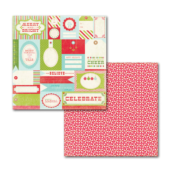 Carta Bella Merry & Bright 12x12 D/Sided Cardstock - Merry Tags